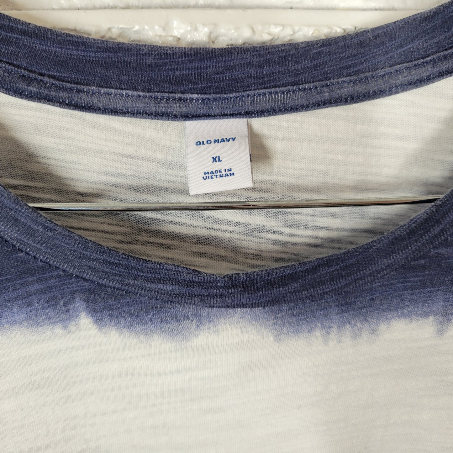 Old Navy Blue White Tie Dye T-Shirt Dress Midi 100% Cotton XL C18E