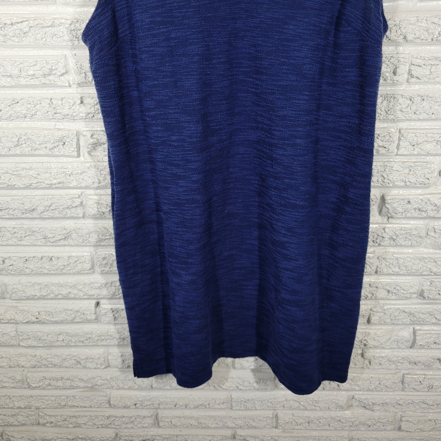 Liz Claiborne P2XL Dress Blue V-Neck Sleeveless Textured Knit Side Slit BLU76E