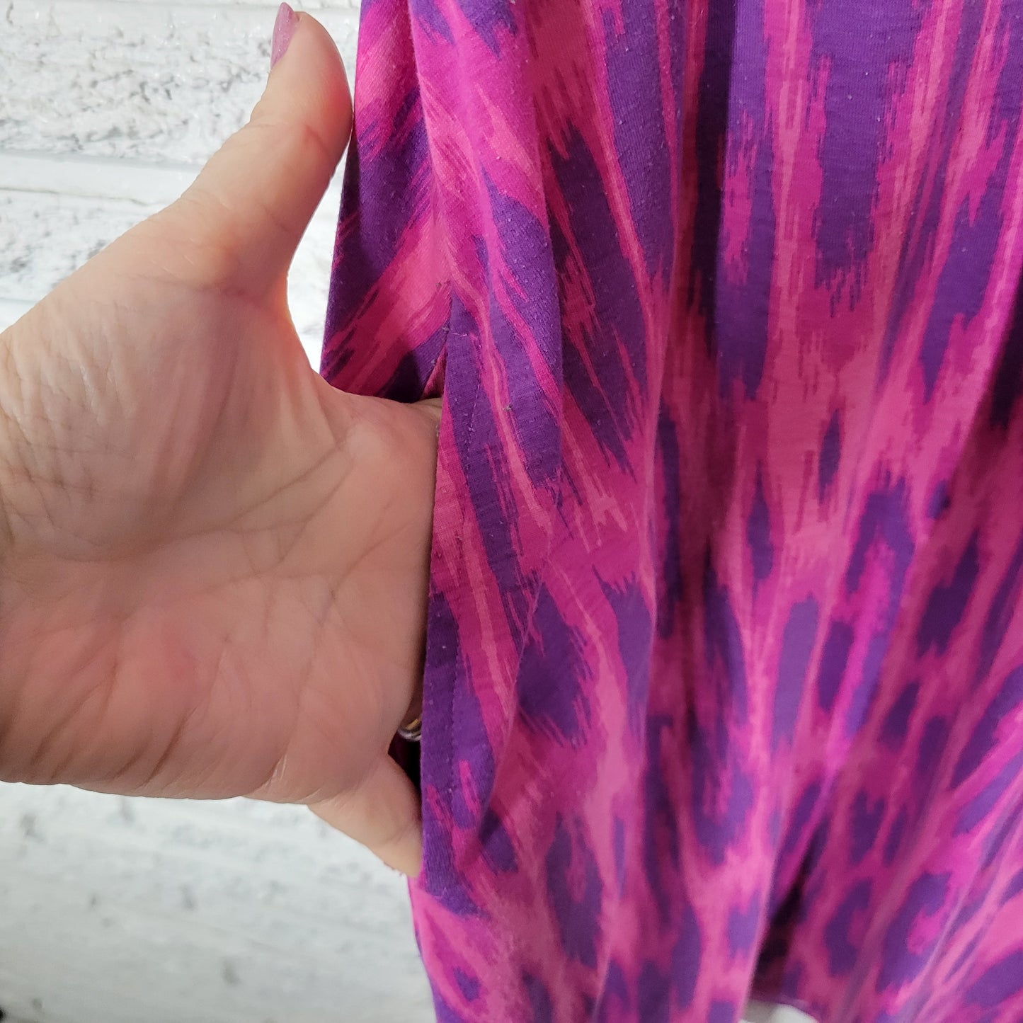 LuLaRoe 2XL Dress Purple Pink Watercolor Knee Length Short Sleeve WAT46E