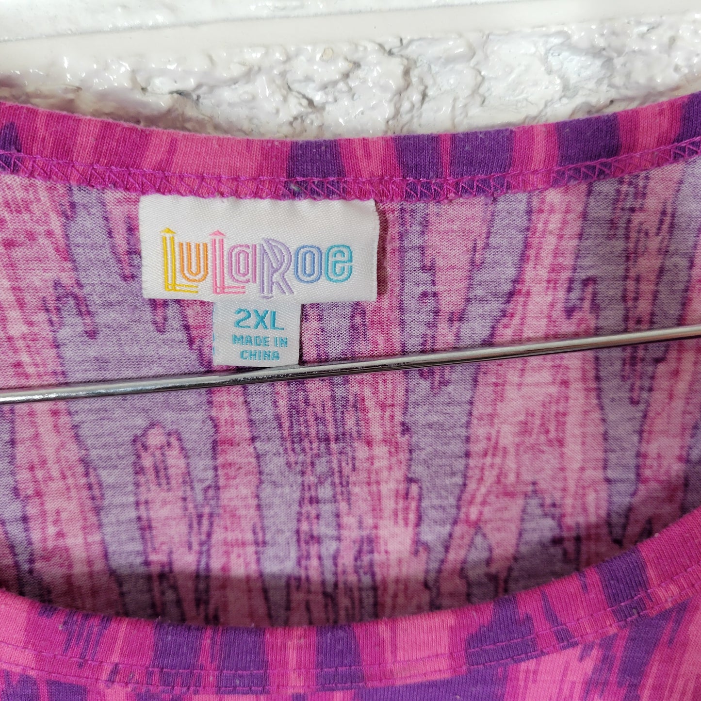 LuLaRoe 2XL Dress Purple Pink Watercolor Knee Length Short Sleeve WAT46E