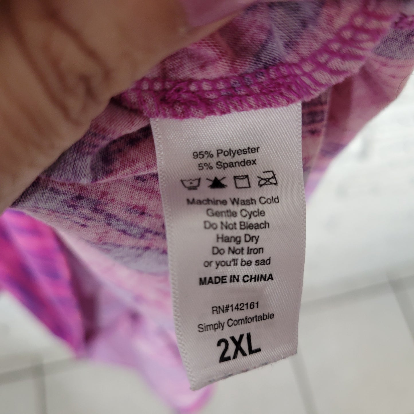 LuLaRoe 2XL Dress Purple Pink Watercolor Knee Length Short Sleeve WAT46E