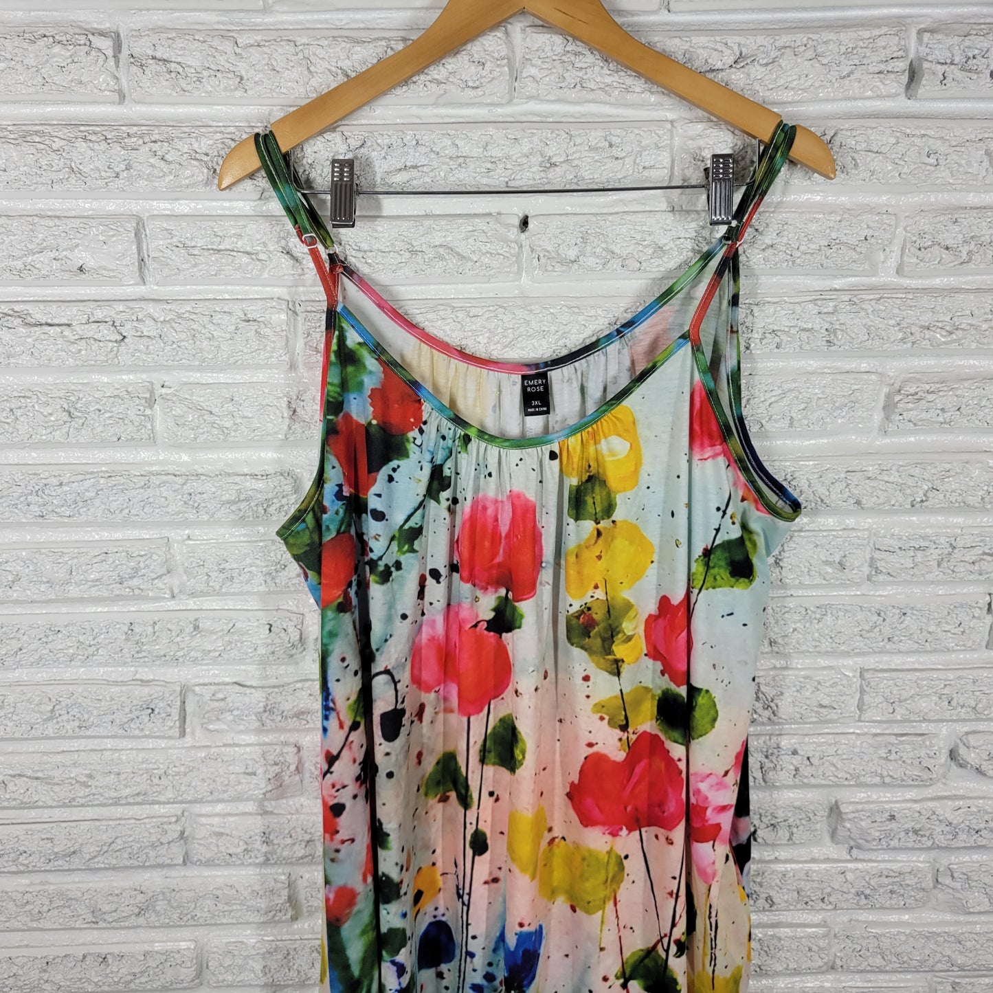 Emery Rose Women's 3XL Romper Multicolor Watercolor Plus Size Pockets WAT68E