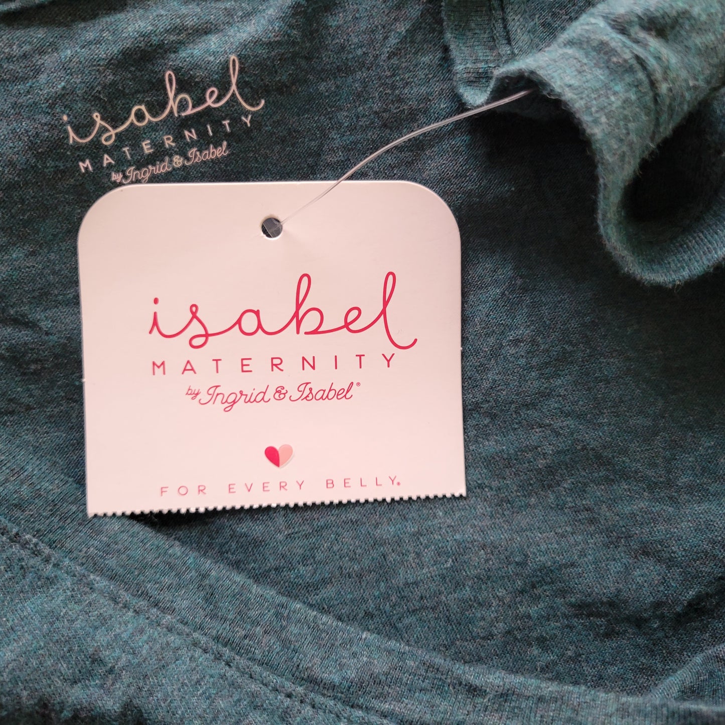Ingrid & Isabel XL Maternity Tee Tunic Green Ruched Long Sleeve Scoop Neck GRE58