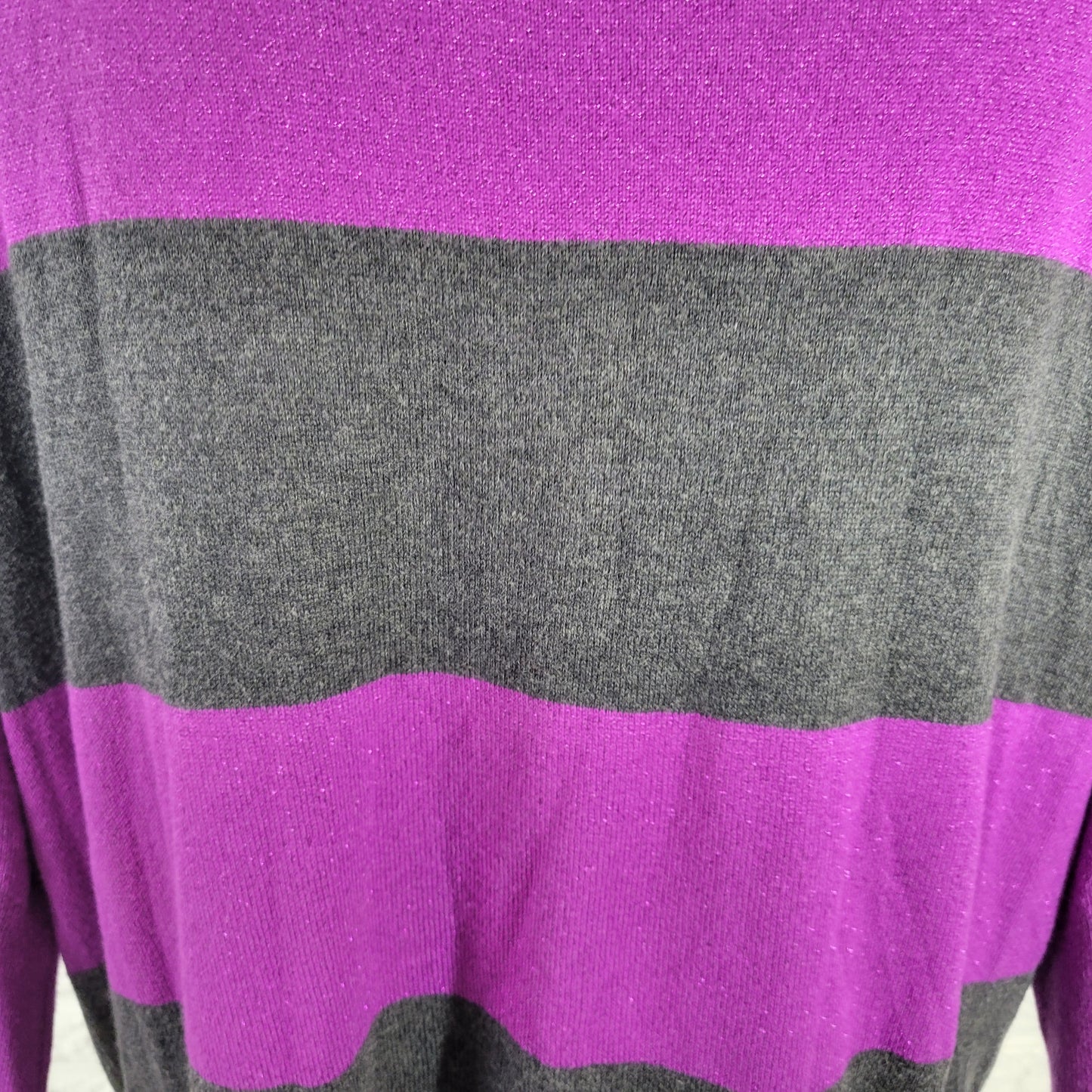 Rock & Republic Women’s XL Sweater Purple Black Metallic 3/4 Sleeve STR209E