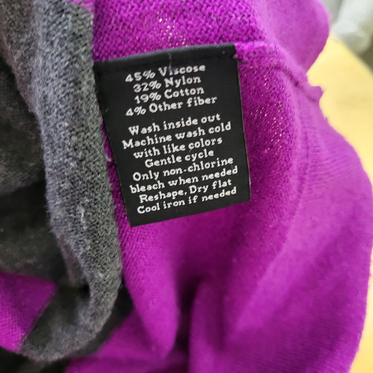 Rock & Republic Women’s XL Sweater Purple Black Metallic 3/4 Sleeve STR209E