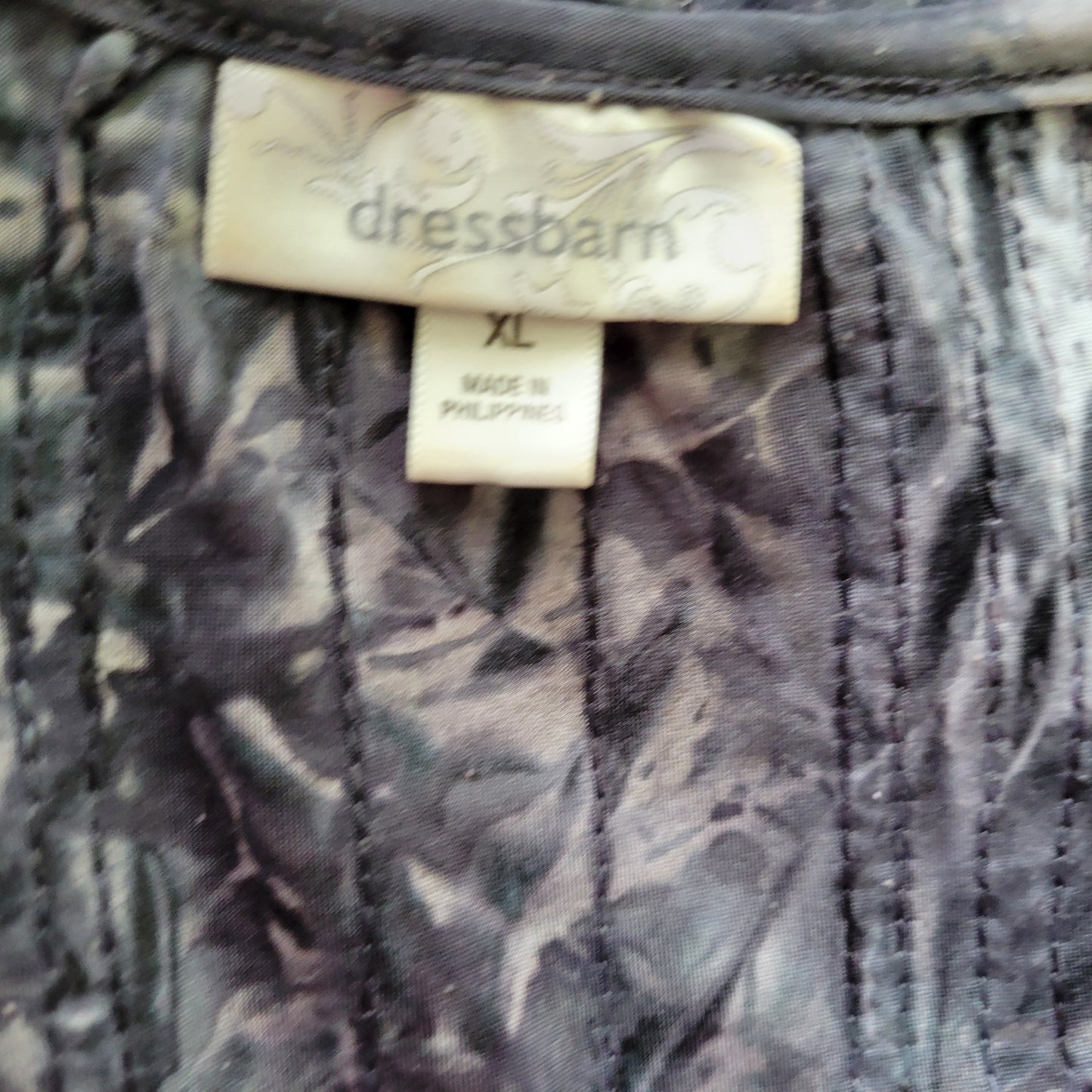 Dressbarn XL Peplum Top Black Sequin Embroidered 3/4 Sleeve Plus Size BLA155E