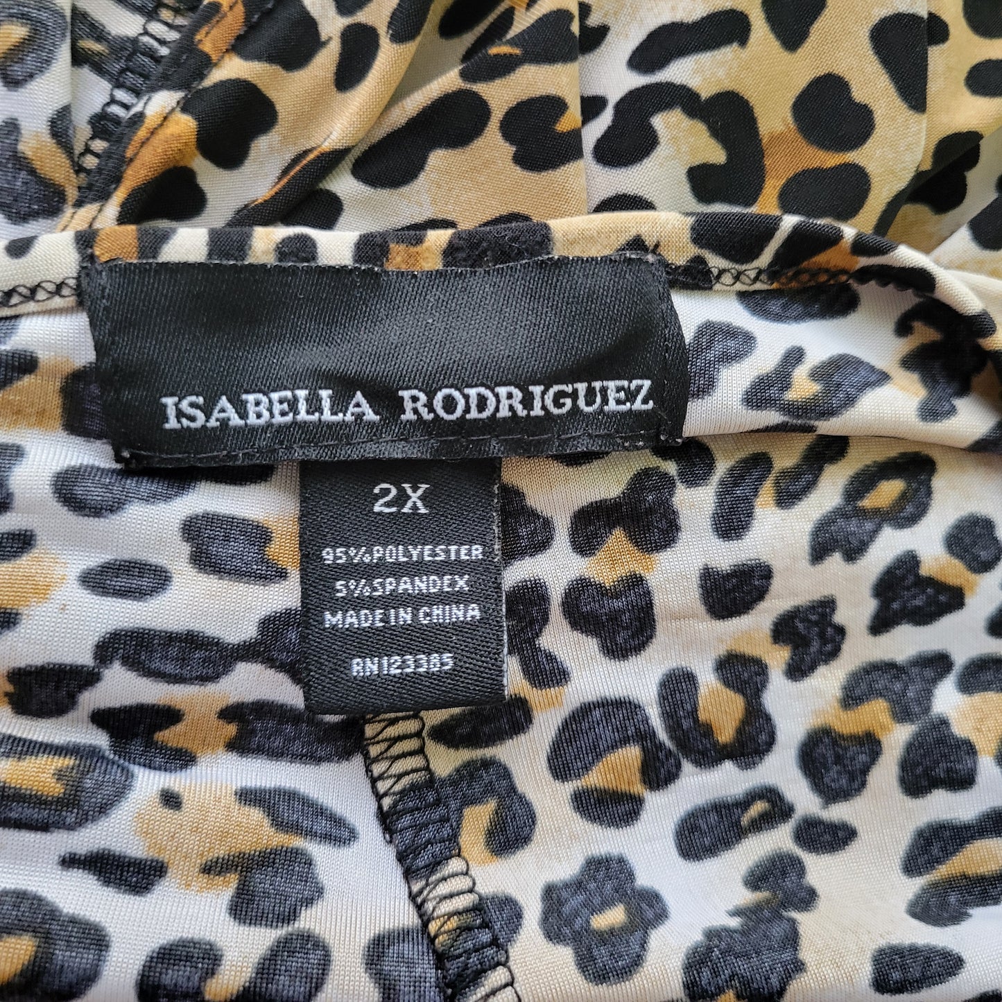 Isabella Rodriguez 2X Smock Tunic Animal Print Tan Black Long Roll Tab ANI43E