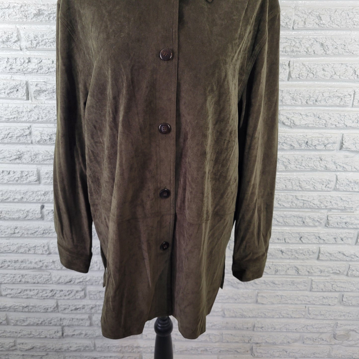 Fleet Street Women’s XL Blazer Green Velvet Button Up Lined Jacket HNGE