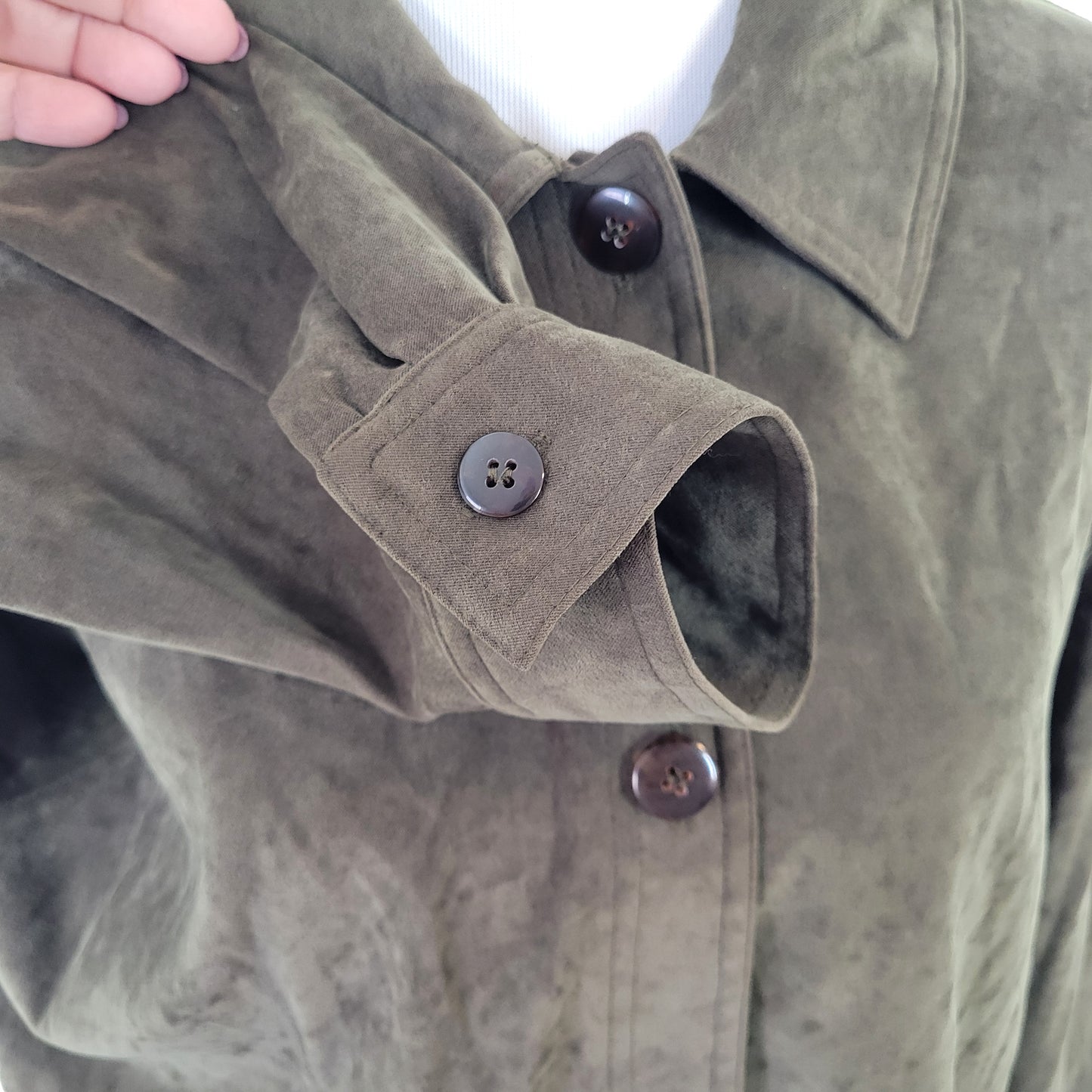Fleet Street Women’s XL Blazer Green Velvet Button Up Lined Jacket HNGE