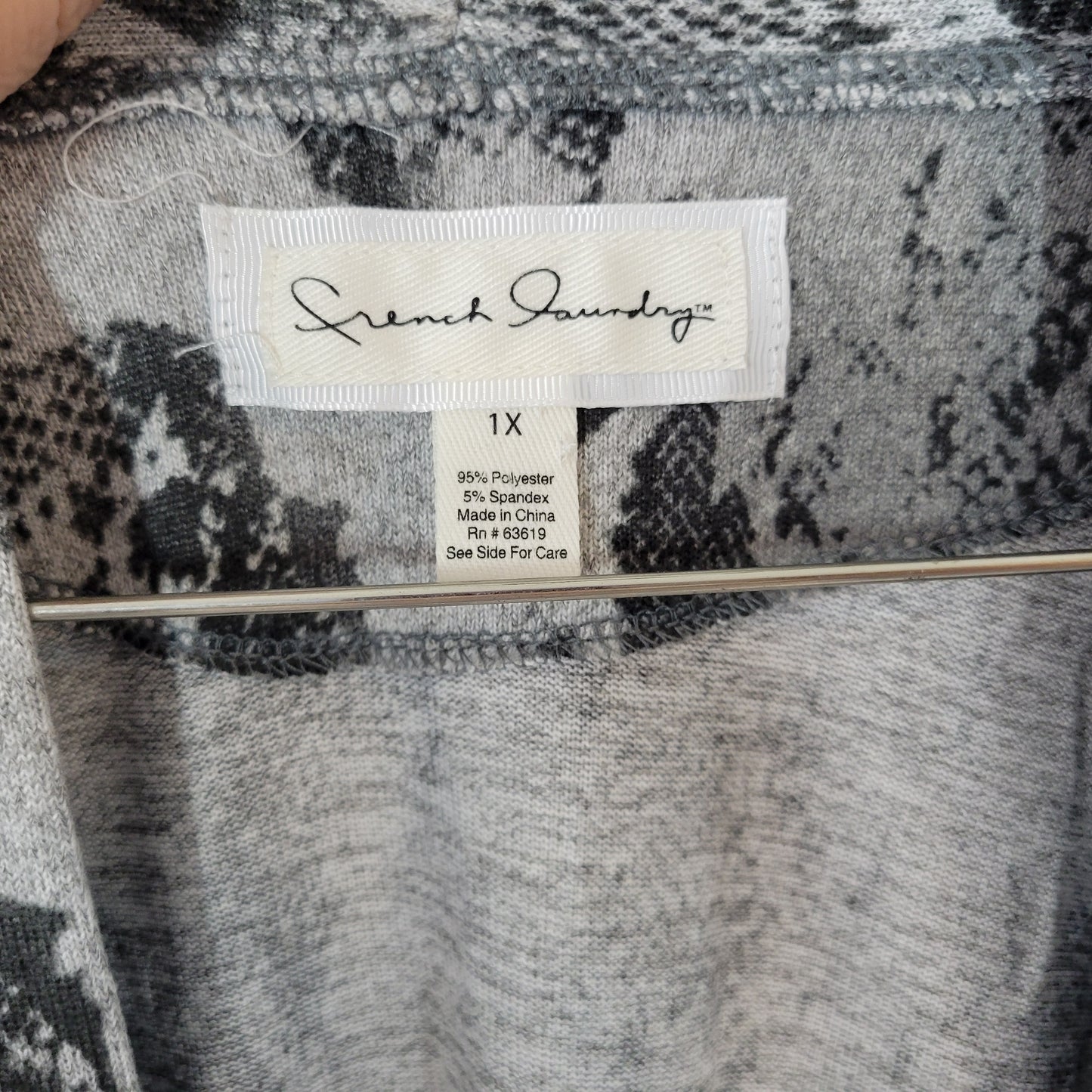 French Laundry 1X Open Cardigan Gray Black Animal Print Long Sleeve ANI39E