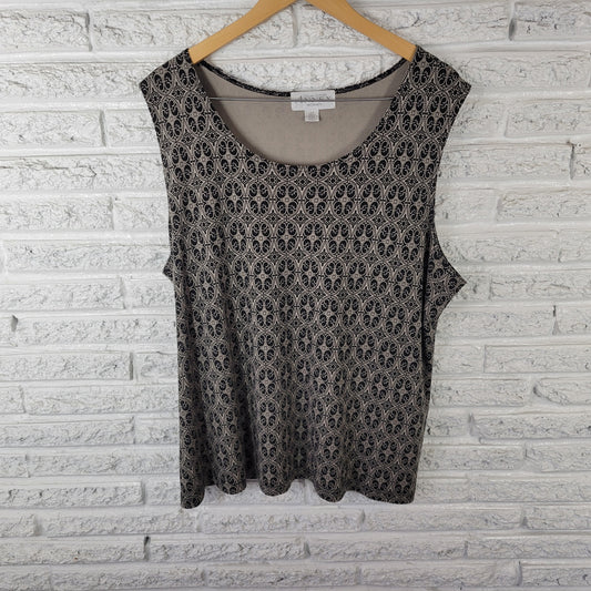 Casual Corner Annex Tank Top Women’s Geometric Black Gray Sleeveless GEO79E
