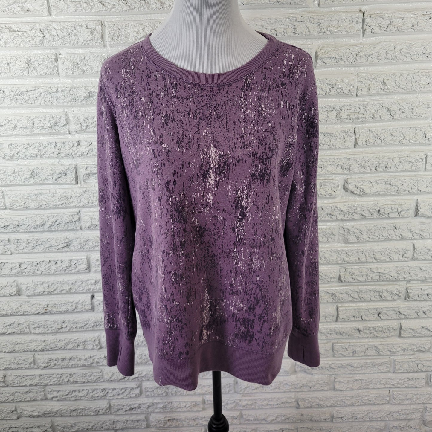 Tek Gear Crewneck Sweatshirt XL Purple Marled Thumb Holes Pullover SWE191E