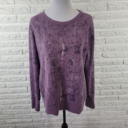 Tek Gear Crewneck Sweatshirt XL Purple Marled Thumb Holes Pullover SWE191E