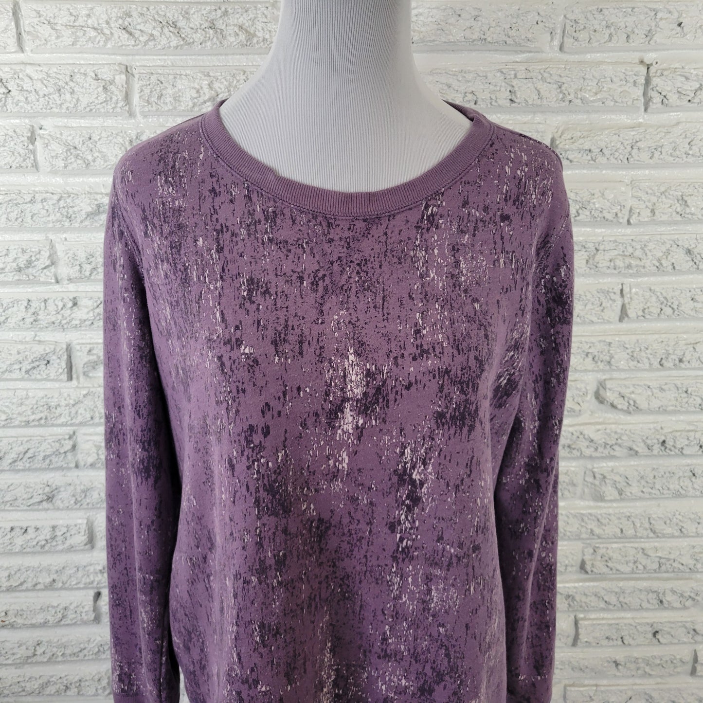 Tek Gear Crewneck Sweatshirt XL Purple Marled Thumb Holes Pullover SWE191E