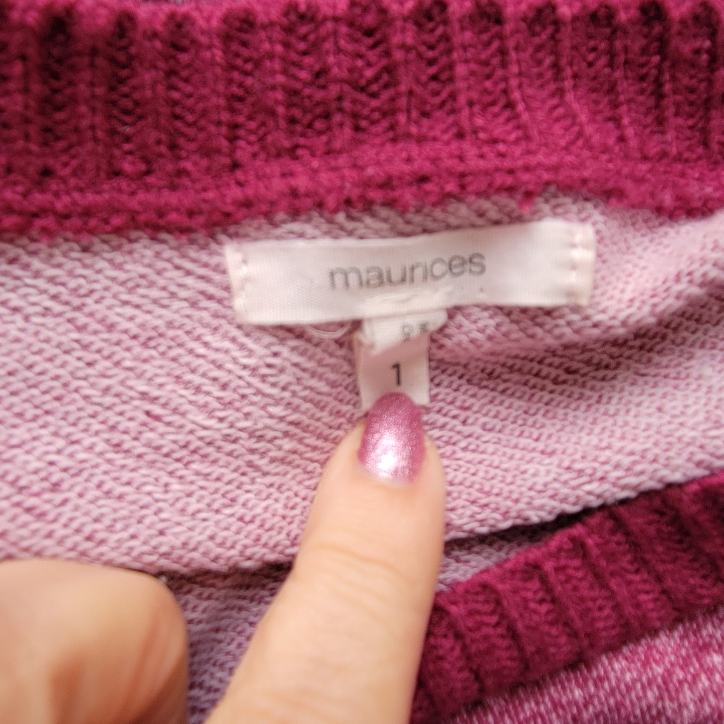 Maurices Women's 1X Sweatshirt Burgundy Plus Size Lace-Up Sides SWE189E