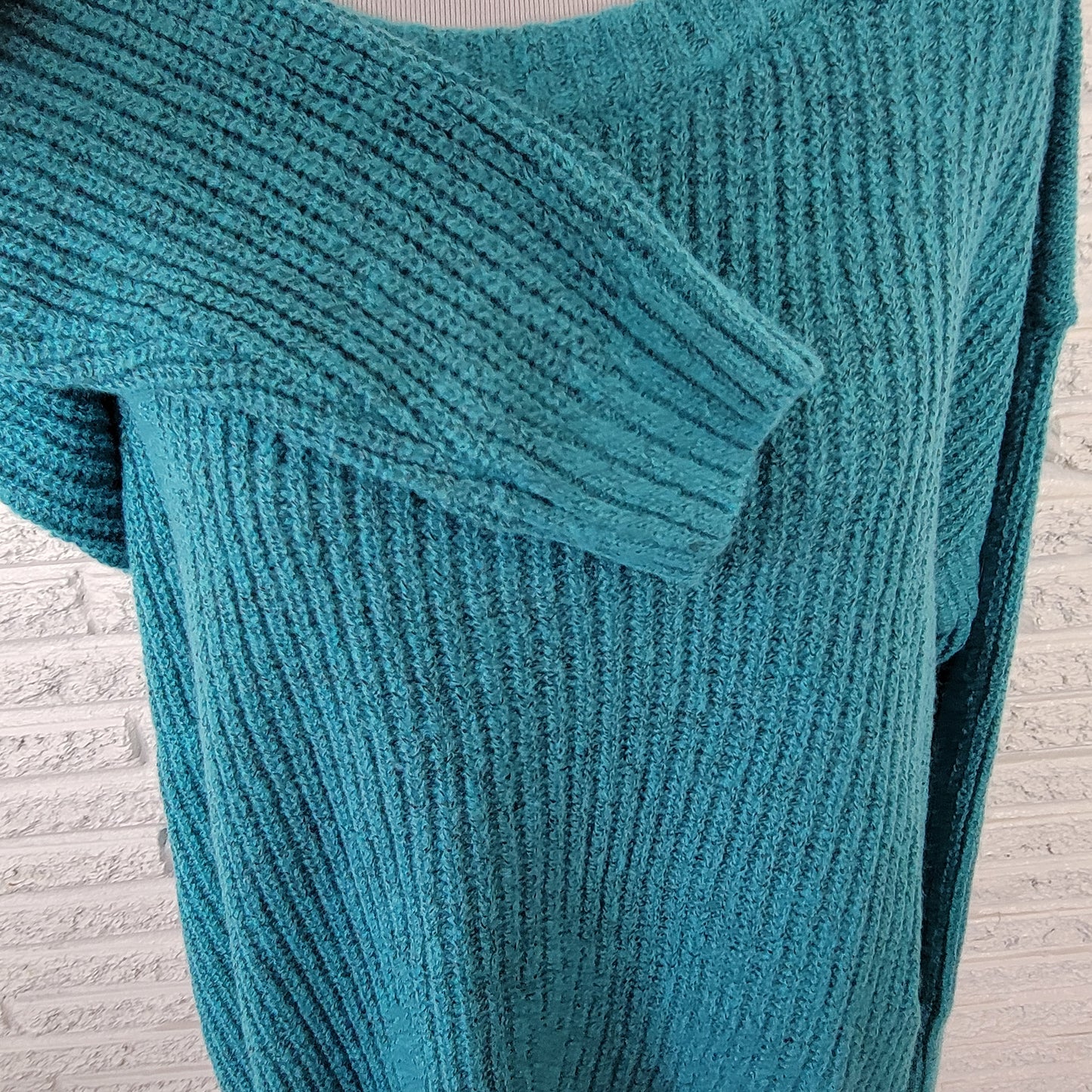 Evri Womens 1X Sweater Blue Plus Size Soft Tight Knit Crew Neck Pullover BLU123E