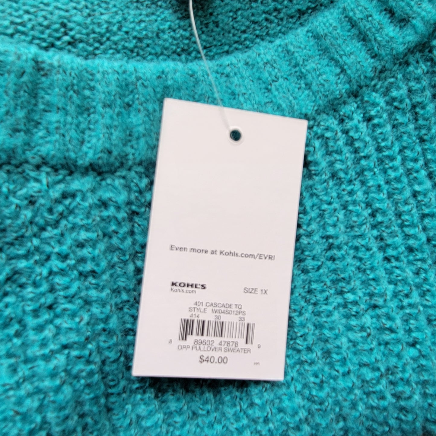Evri Womens 1X Sweater Blue Plus Size Soft Tight Knit Crew Neck Pullover BLU123E
