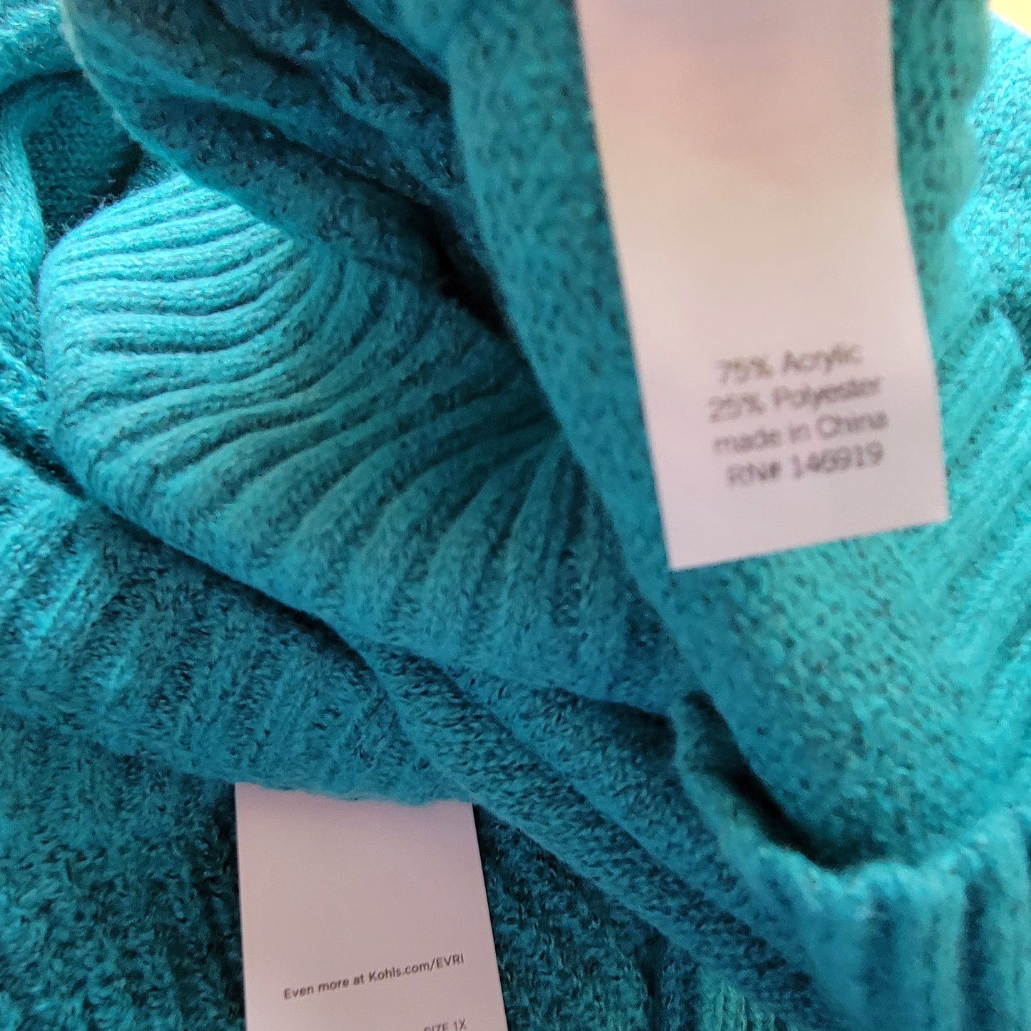 Evri Womens 1X Sweater Blue Plus Size Soft Tight Knit Crew Neck Pullover BLU123E