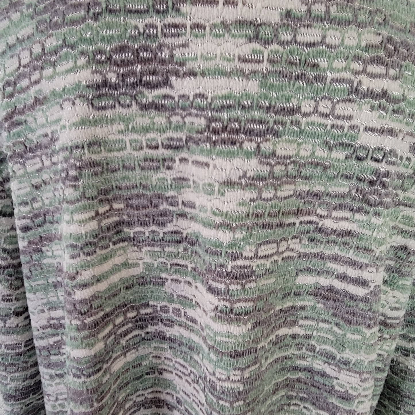 Alfred Dunner Women's 2X Sweater Green Gray Geometric Studded 3/4 Sleeve GEO148E