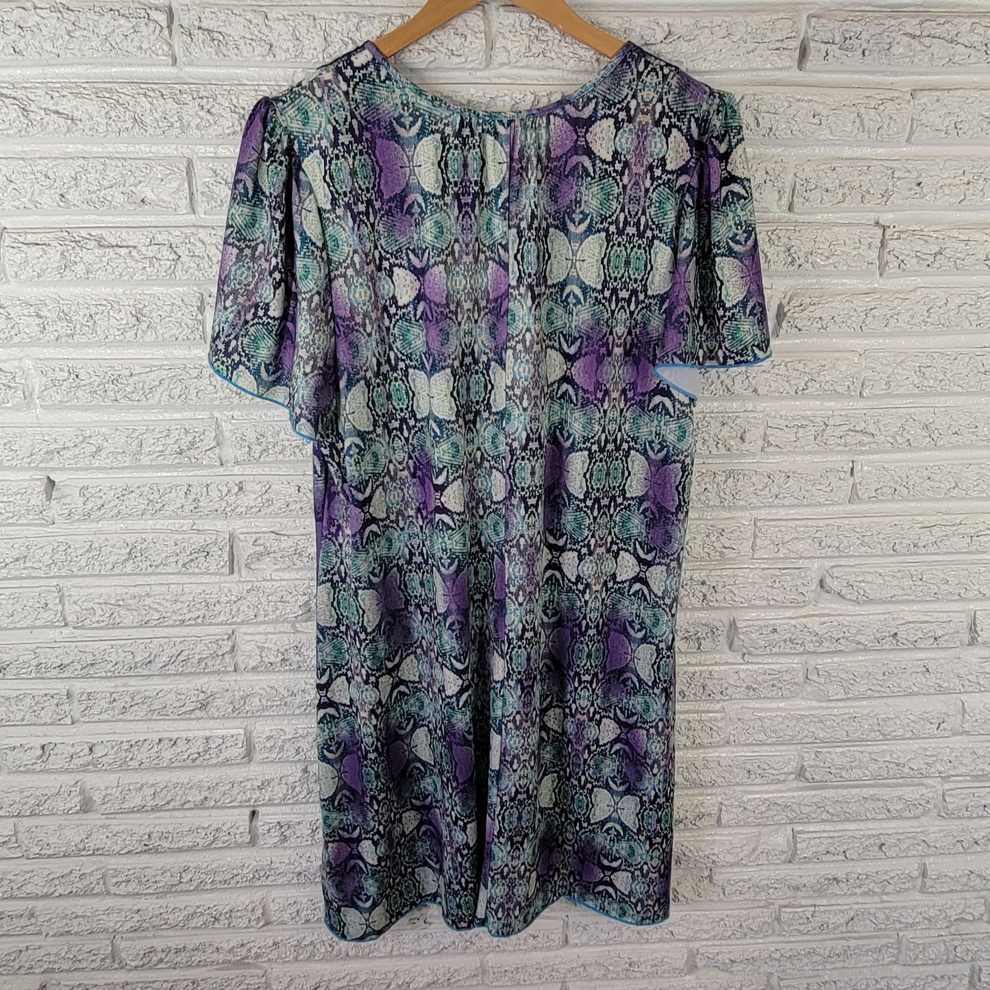 One World Live Let Live Women's 2X Mini Dress Blue Purple Animal Print ANI46E