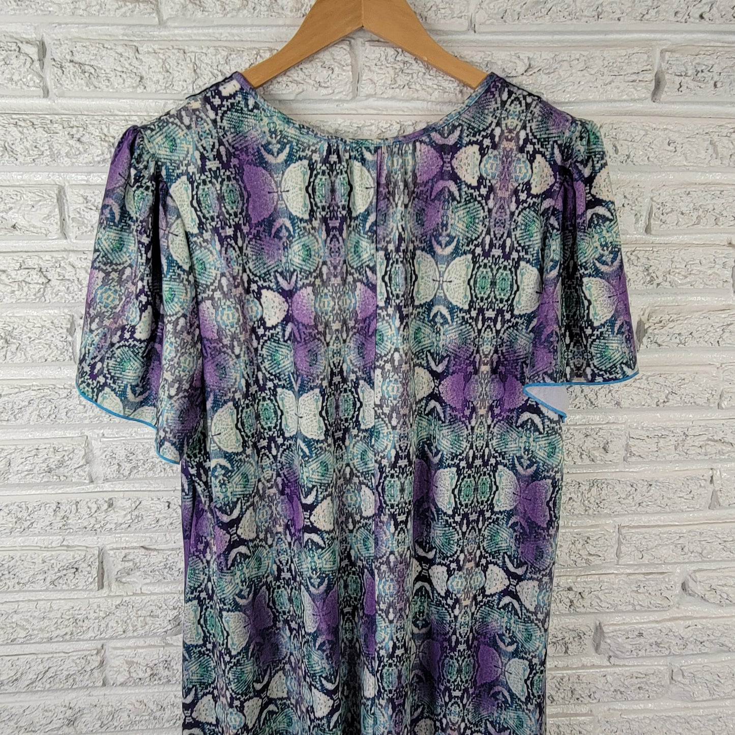 One World Live Let Live Women's 2X Mini Dress Blue Purple Animal Print ANI46E