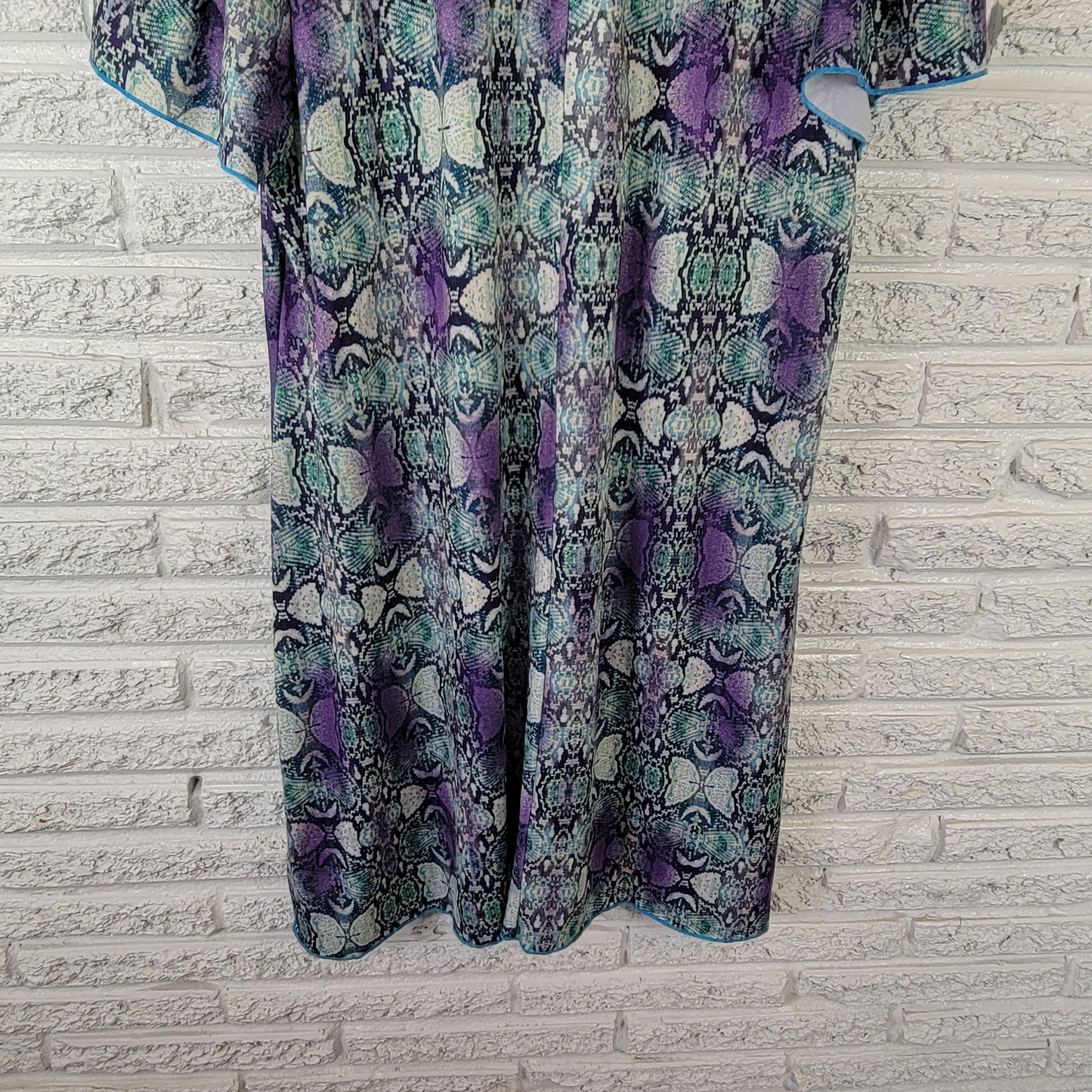 One World Live Let Live Women's 2X Mini Dress Blue Purple Animal Print ANI46E
