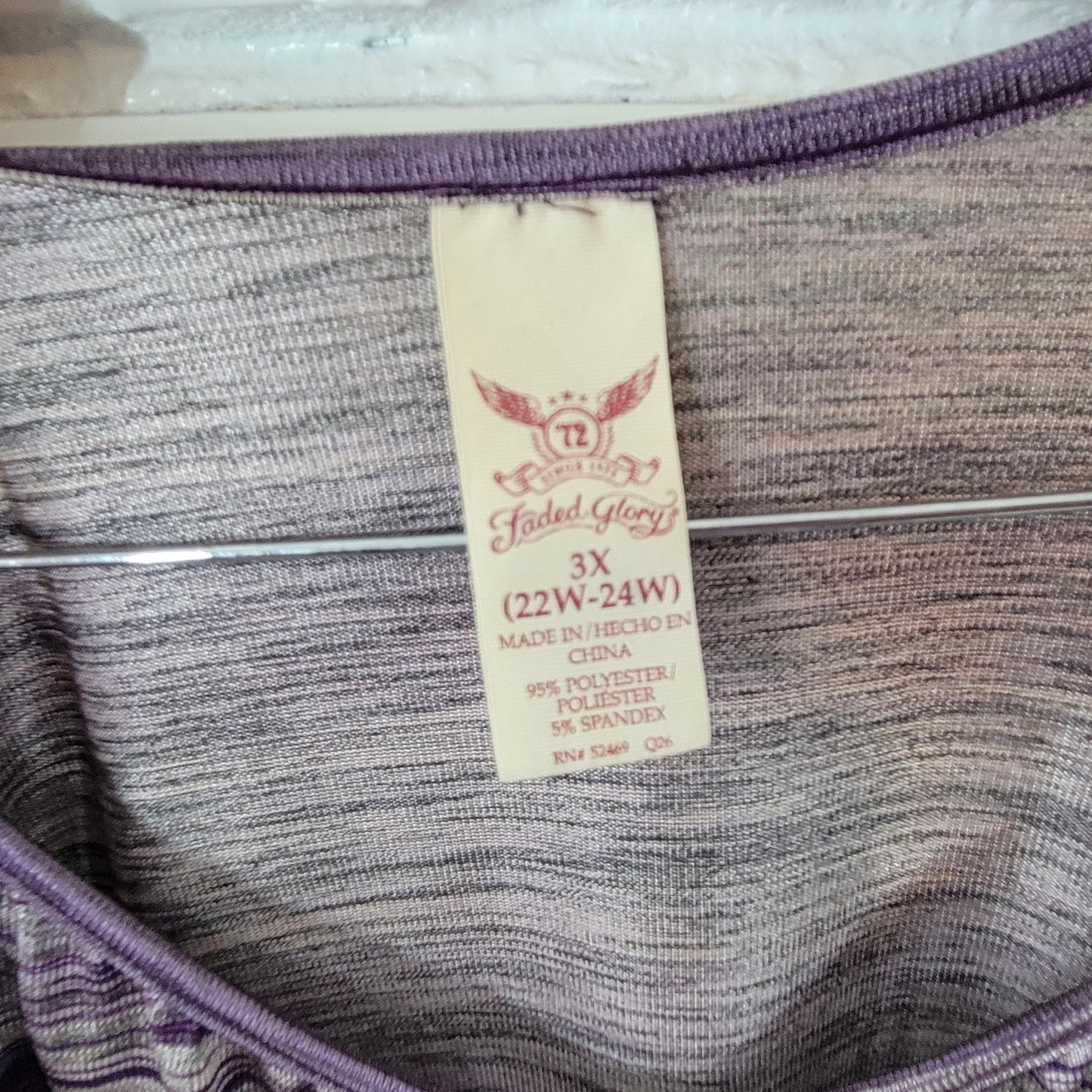 Faded Glory Women's 3X Tunic Purple Silver Striped Keyhole Sheer STR209XE