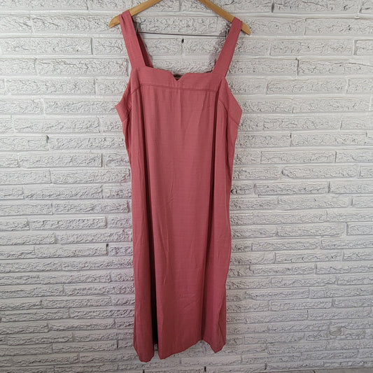 Dana Kay Women's 18 Dress Pink Shift Sleeveless Square Neck Midi Plus PIN45E