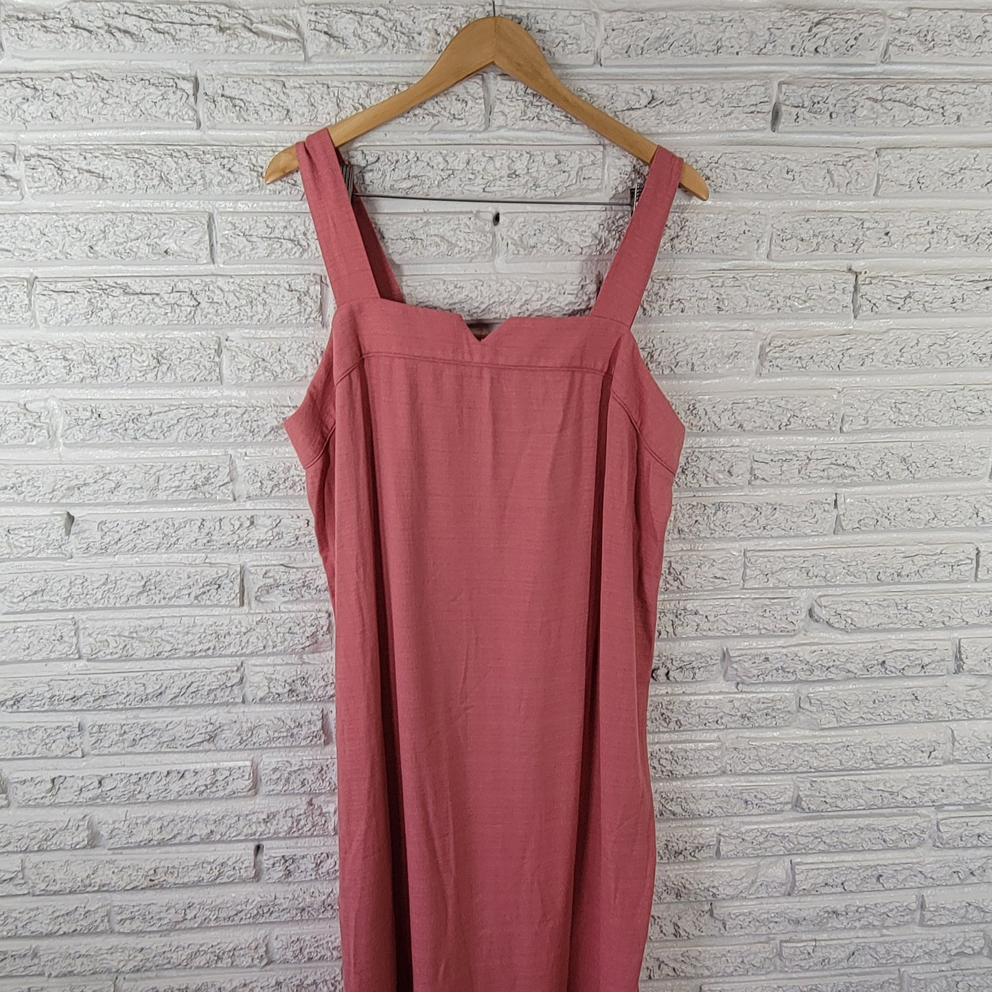 Dana Kay Women's 18 Dress Pink Shift Sleeveless Square Neck Midi Plus PIN45E