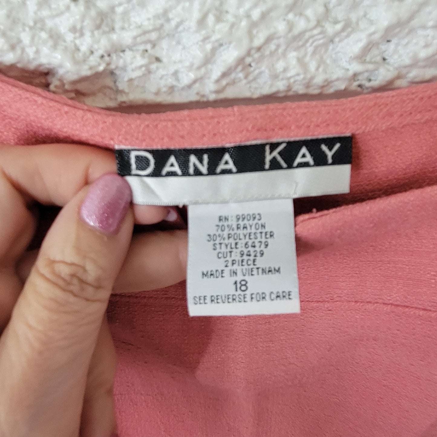 Dana Kay Women's 18 Dress Pink Shift Sleeveless Square Neck Midi Plus PIN45E