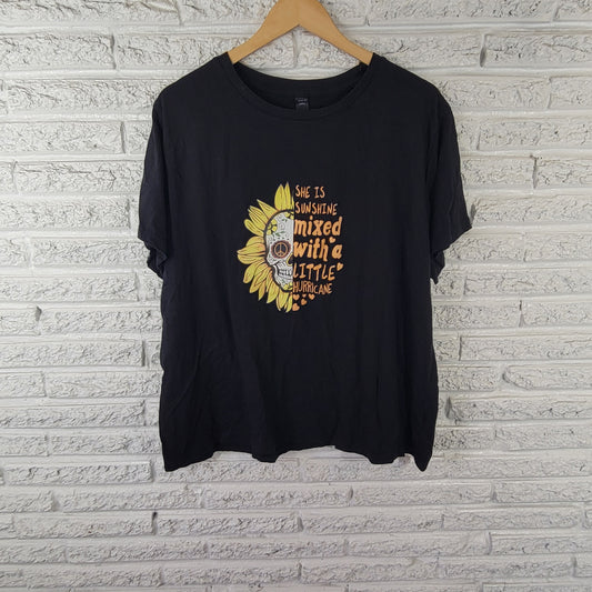 Shein Women's 3XL T-Shirt Black Skull Graphic Goth Edgy Tee Plus Size BLA224E