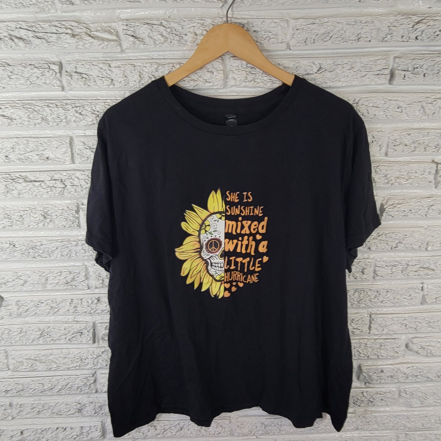 Shein Women's 3XL T-Shirt Black Skull Graphic Goth Edgy Tee Plus Size BLA224E