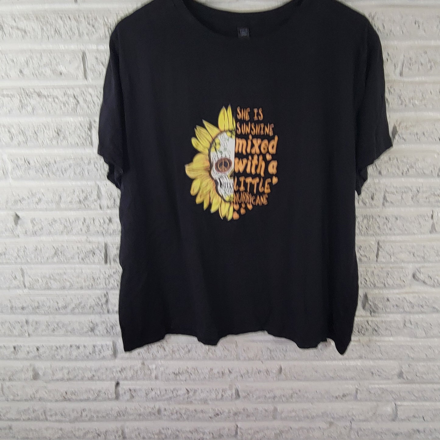 Shein Women's 3XL T-Shirt Black Skull Graphic Goth Edgy Tee Plus Size BLA224E
