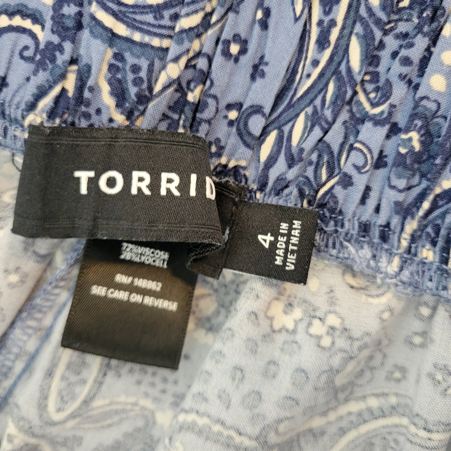 Torrid 4X Pants Blue White Paisley Wide Leg Lounge Pajama Viscose PAI49E