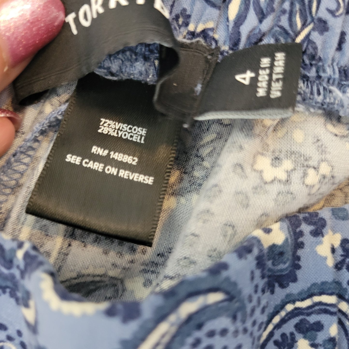 Torrid 4X Pants Blue White Paisley Wide Leg Lounge Pajama Viscose PAI49E