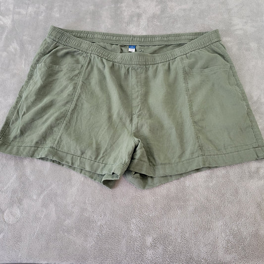 Old Navy XXL Shorts Green Linen Rayon Blend High Rise Pull On GRE59E