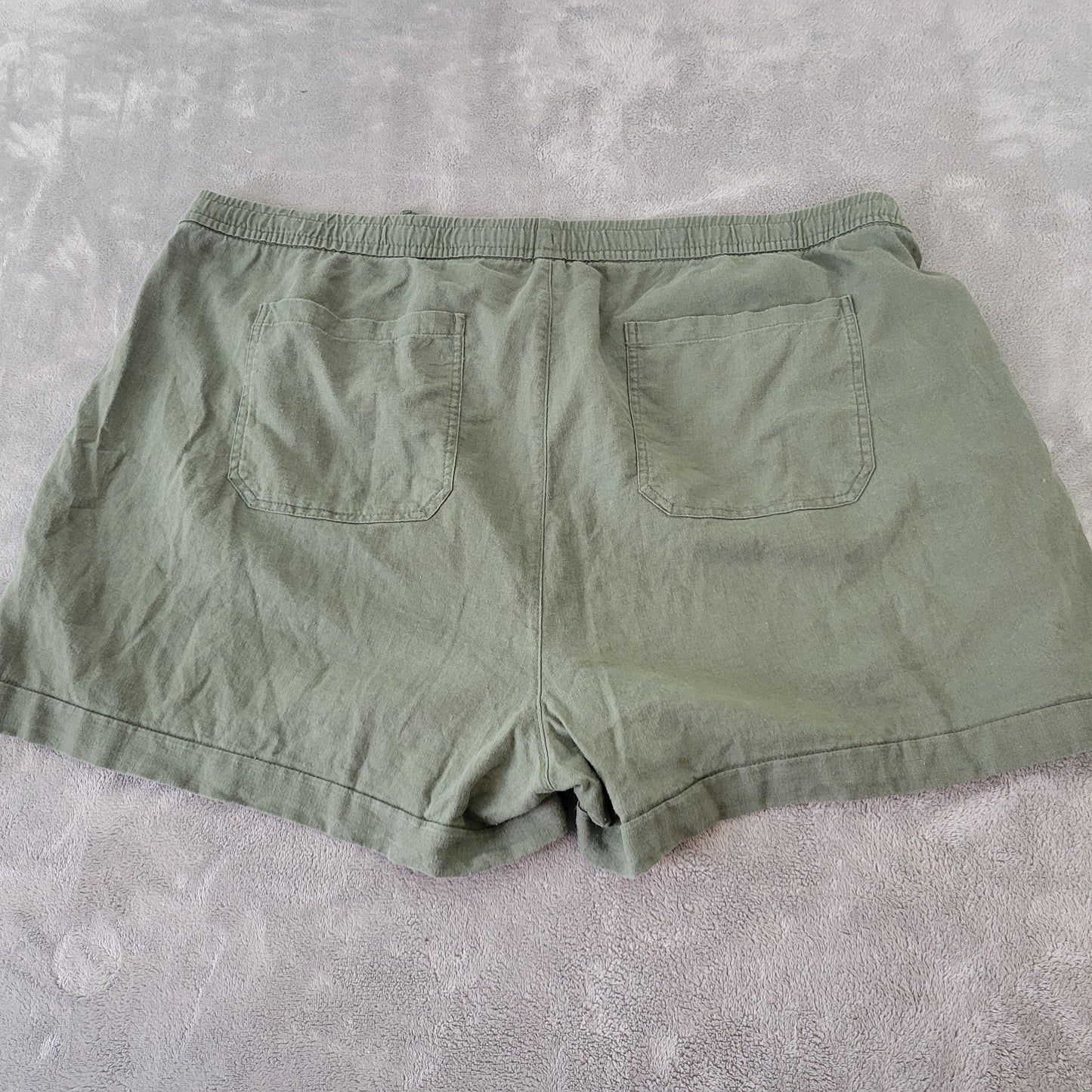 Old Navy XXL Shorts Green Linen Rayon Blend High Rise Pull On GRE59E