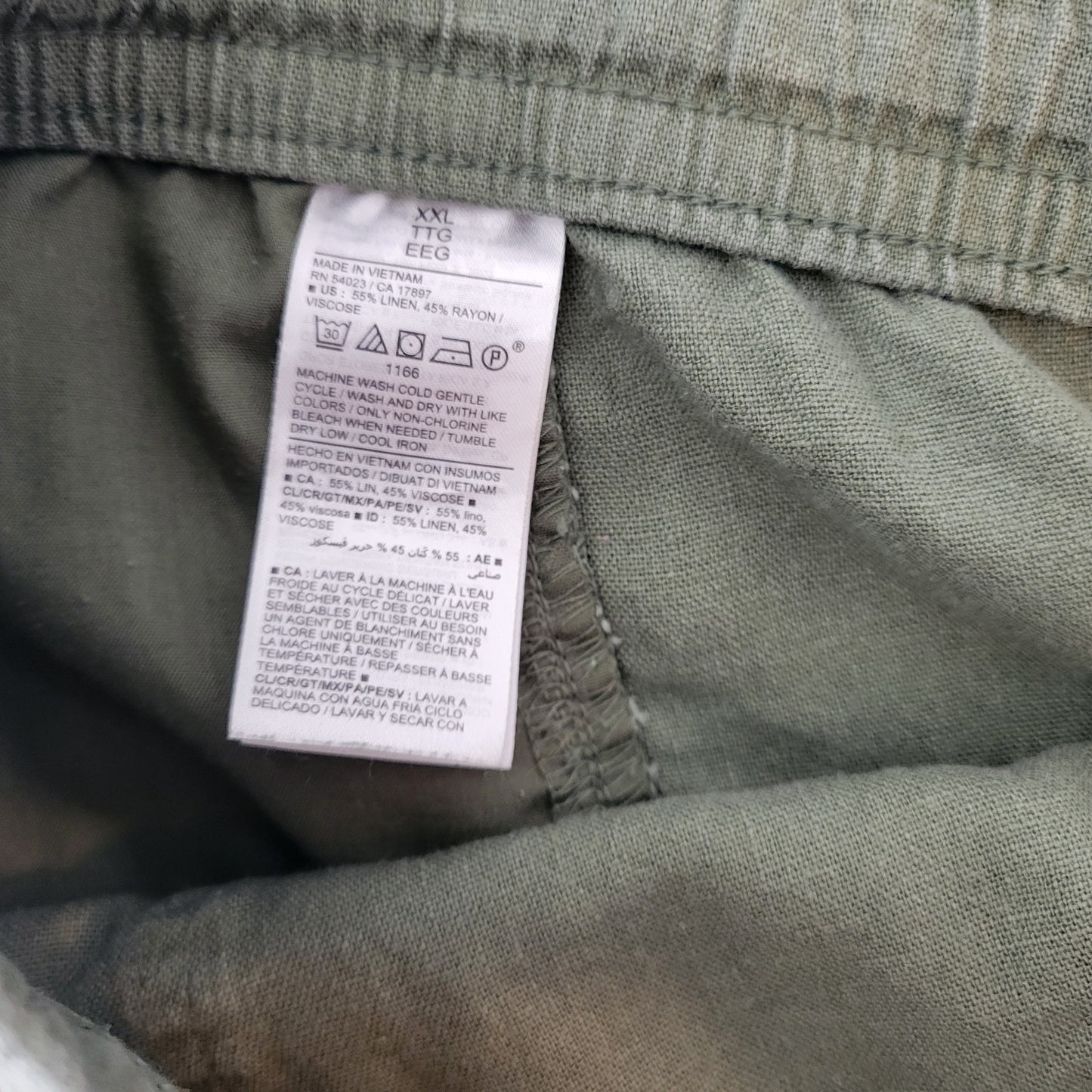 Old Navy XXL Shorts Green Linen Rayon Blend High Rise Pull On GRE59E