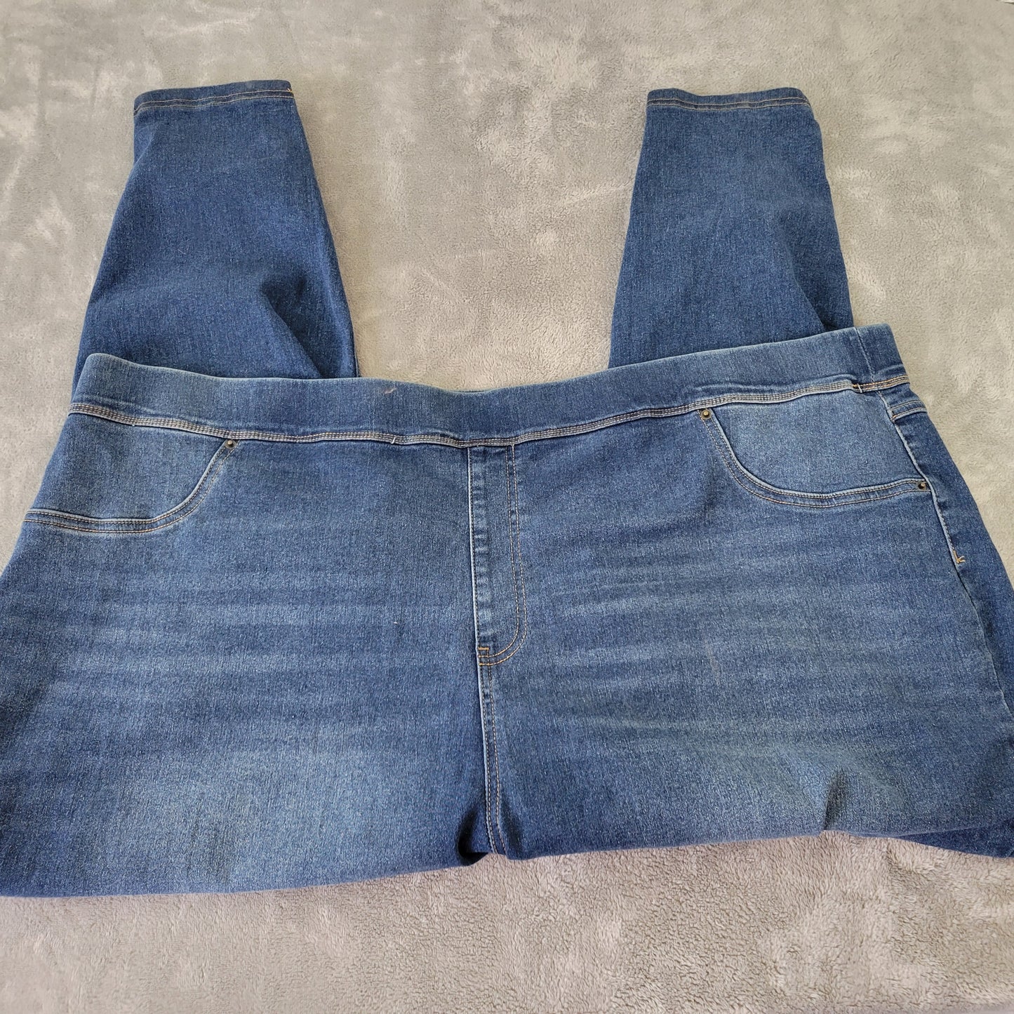 Terra & Sky Jeggings 4X 28W 30W Dark Wash Blue Denim Stretch Pull On Jeans SL23E