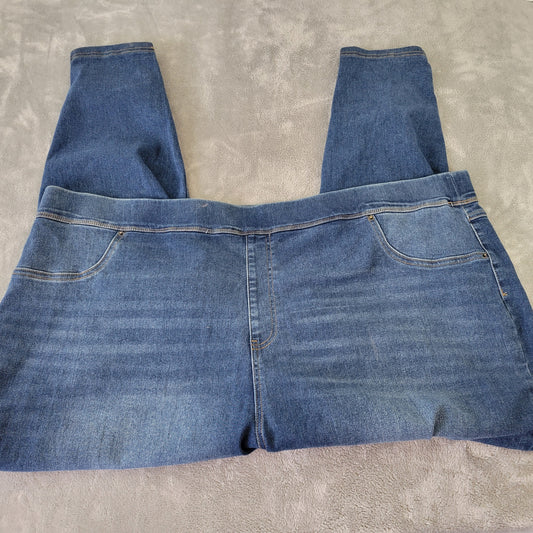 Terra & Sky Jeggings 4X 28W 30W Dark Wash Blue Denim Stretch Pull On Jeans SL23E