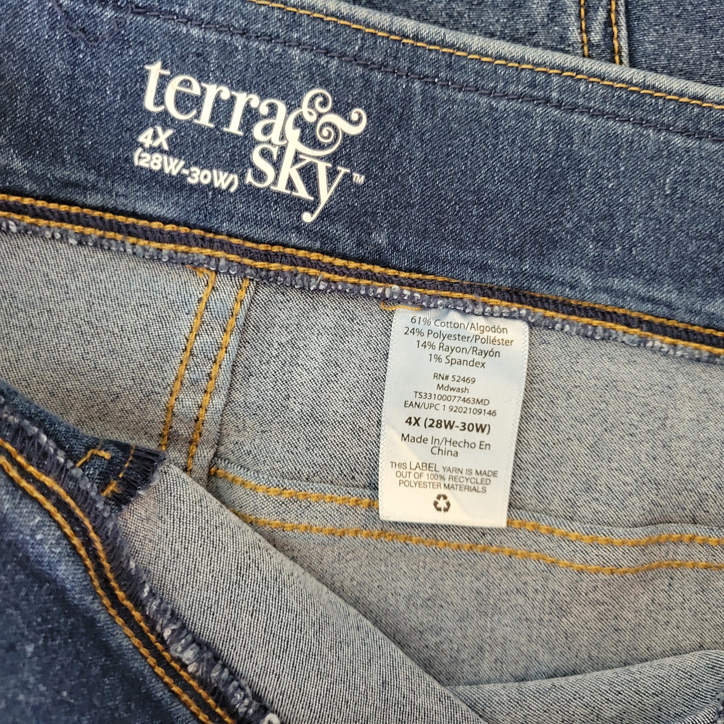 Terra & Sky Jeggings 4X 28W 30W Dark Wash Blue Denim Stretch Pull On Jeans SL23E