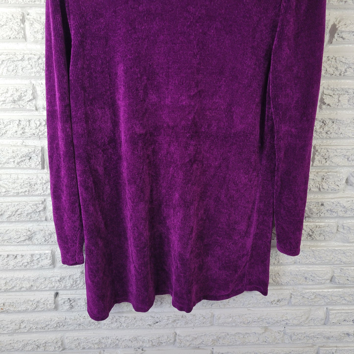Valerie Stevens Women 2X Sweater Dress/Tunic Purple Rayon Velour Turtleneck HNGE