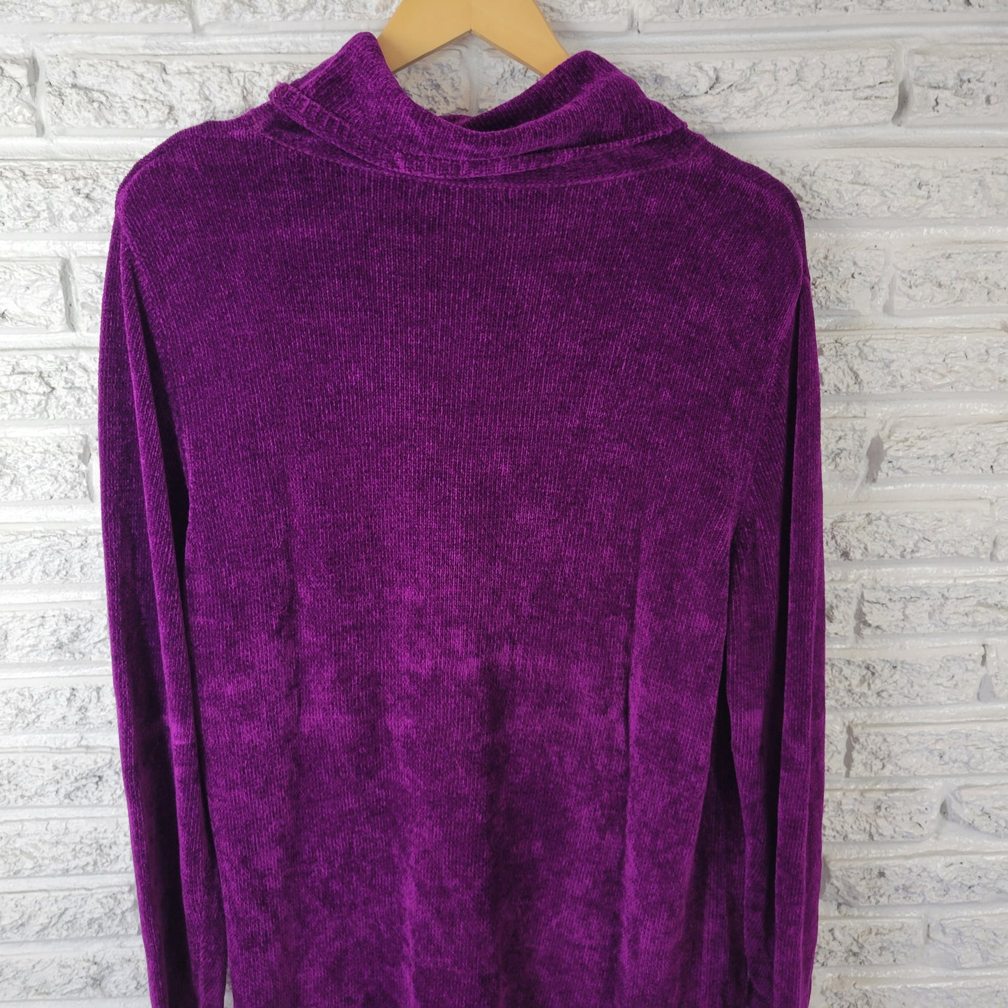 Valerie Stevens Women 2X Sweater Dress/Tunic Purple Rayon Velour Turtleneck HNGE