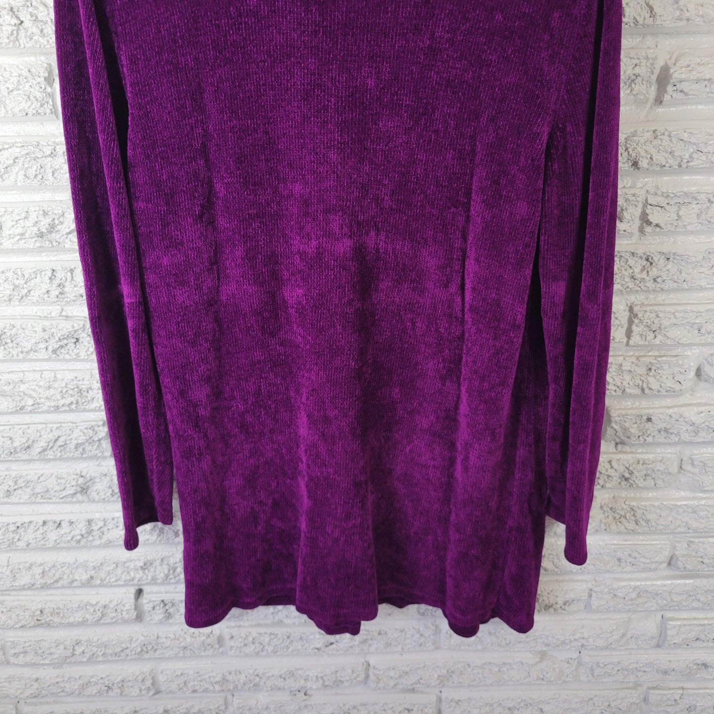 Valerie Stevens Women 2X Sweater Dress/Tunic Purple Rayon Velour Turtleneck HNGE