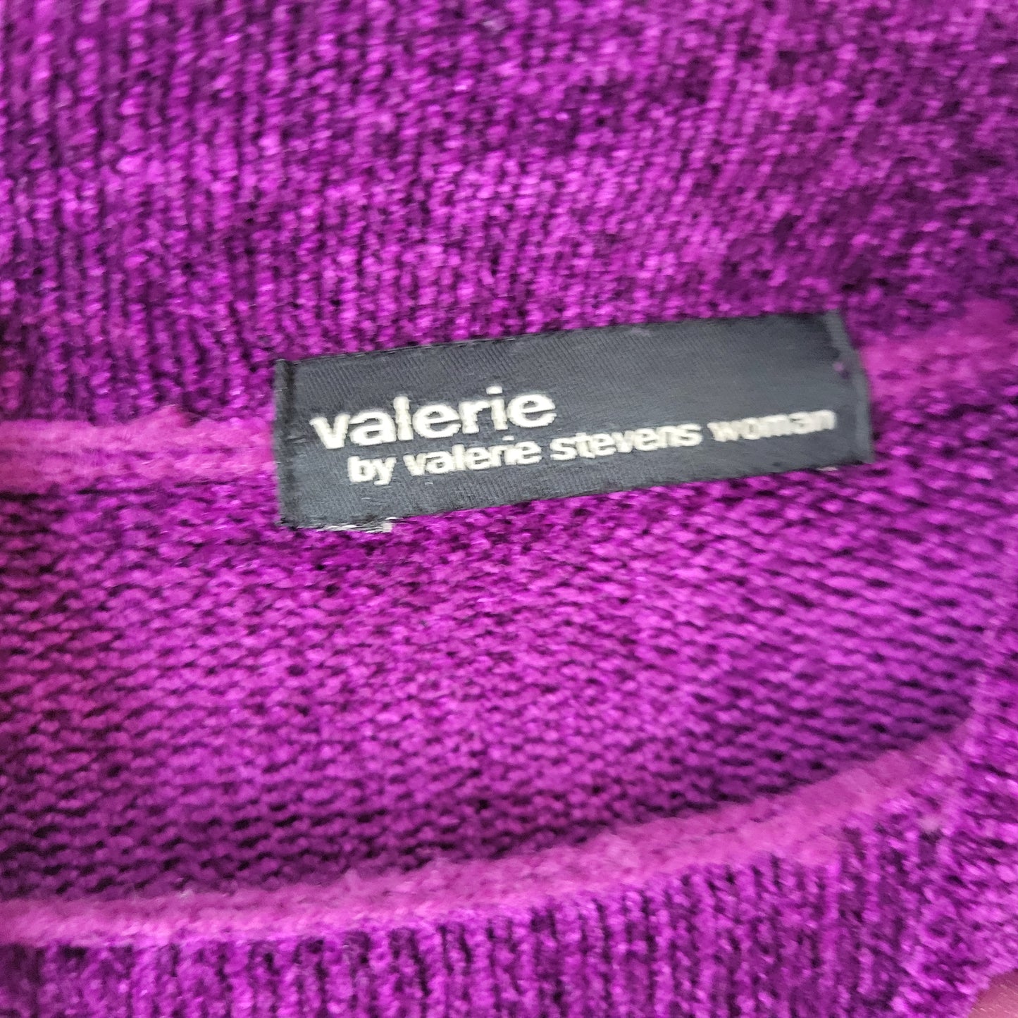 Valerie Stevens Women 2X Sweater Dress/Tunic Purple Rayon Velour Turtleneck HNGE