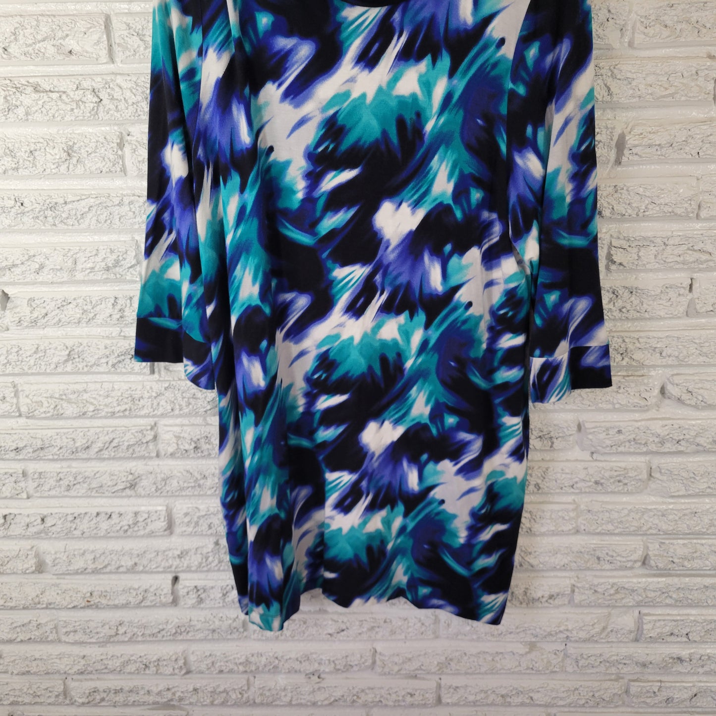 Alfani Women XL Tunic/Dress Top Blue Teal Abstract Print Pockets WAT80E