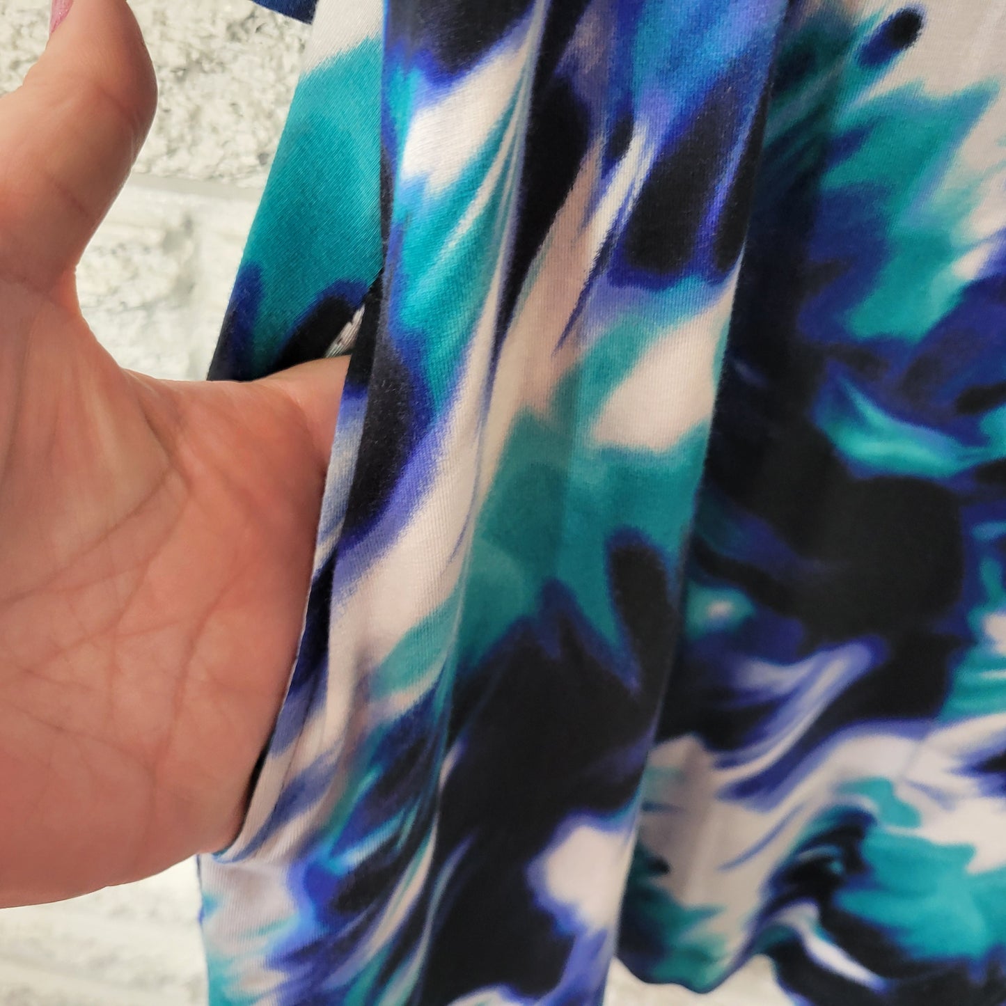 Alfani Women XL Tunic/Dress Top Blue Teal Abstract Print Pockets WAT80E