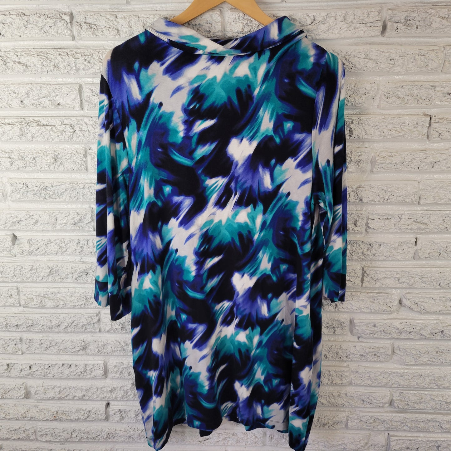 Alfani Women XL Tunic/Dress Top Blue Teal Abstract Print Pockets WAT80E