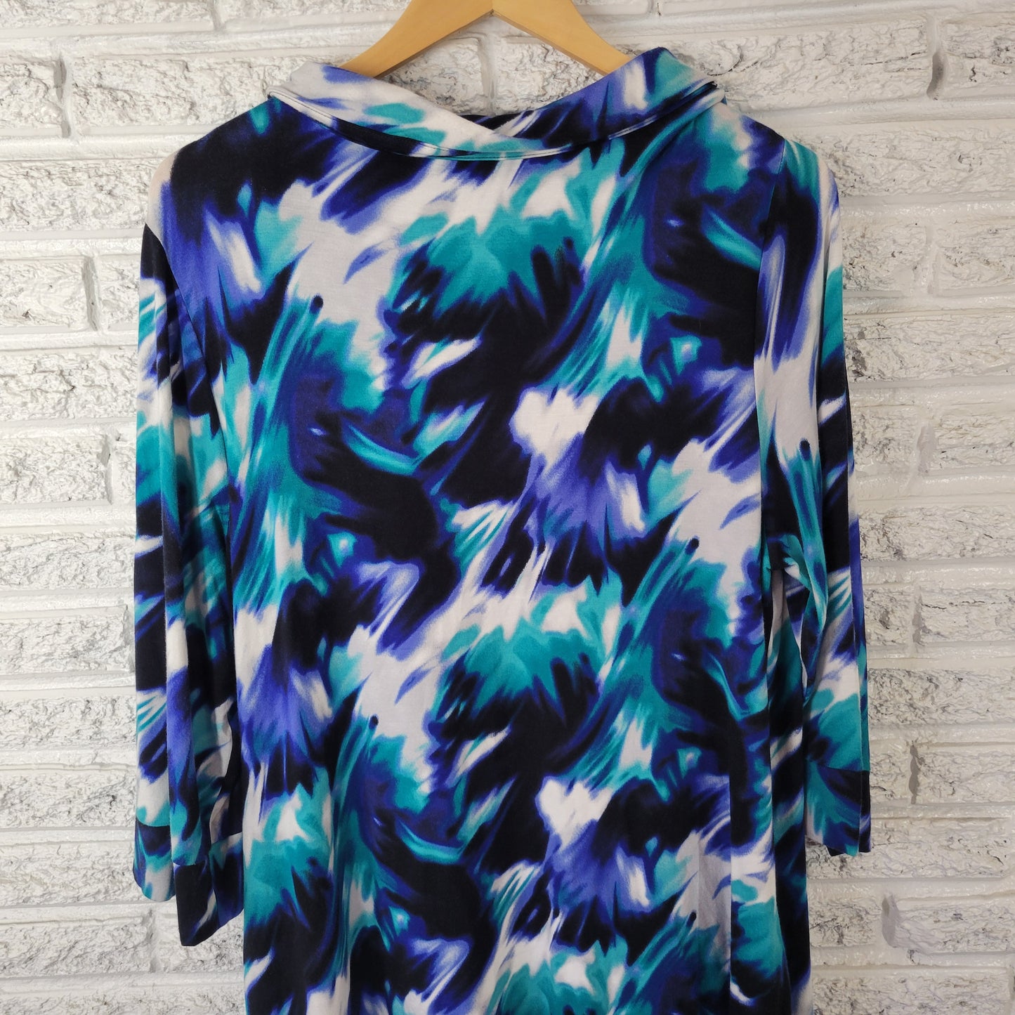 Alfani Women XL Tunic/Dress Top Blue Teal Abstract Print Pockets WAT80E