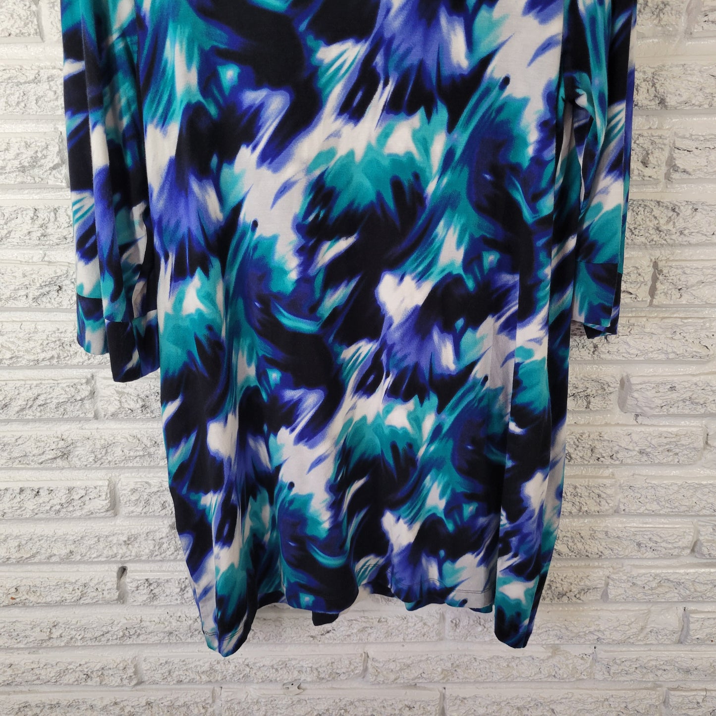 Alfani Women XL Tunic/Dress Top Blue Teal Abstract Print Pockets WAT80E